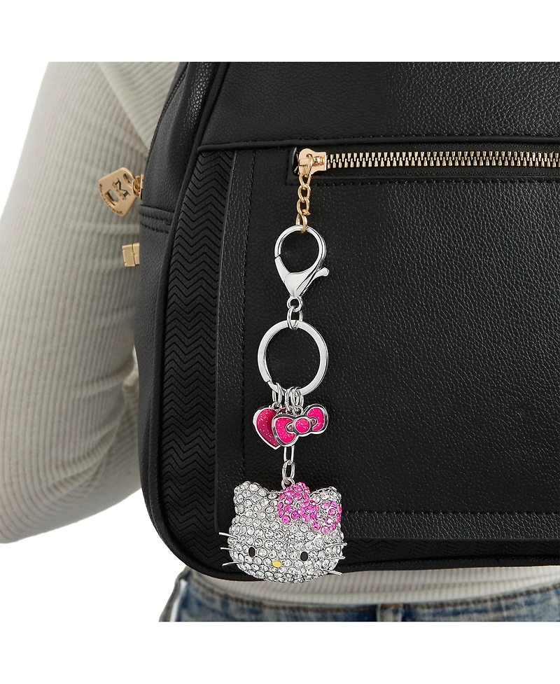 Sanrio Hello Kitty Crystal Keychain with Pink Bow & Heart Charm