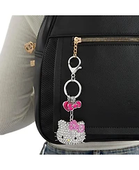 Sanrio Hello Kitty Crystal Keychain with Pink Bow & Heart Charm