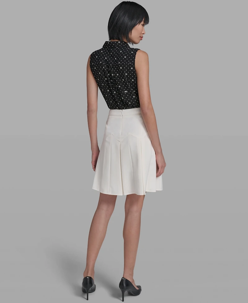 Karl Lagerfeld Paris Women's Zipper Back Pleated Skirt