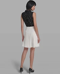 Karl Lagerfeld Paris Women's Zipper Back Pleated Skirt