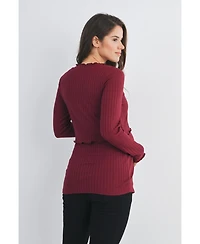 Hello Miz Maternity Long Sleeve Ribbed Double Layer Nursing Top