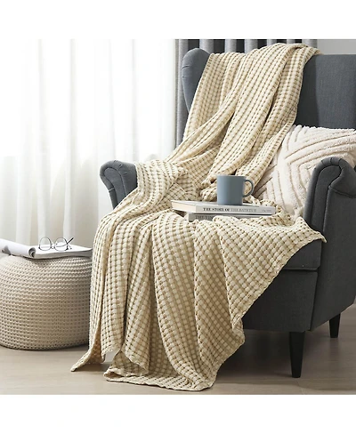 Egyptian Linens Cozy Bamboo Waffle Blanket, Throw