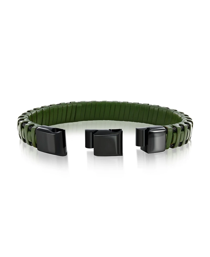 Metallo Stainless Steel, Leather Designed Bracelet