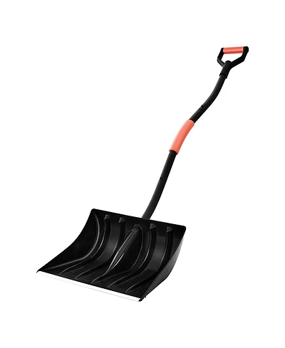 Mecale Snow Shovel, 17" Wide Plastic Blade w/ Aluminum Edge, D-Handle, Lightweight Driveway Snow Shovel