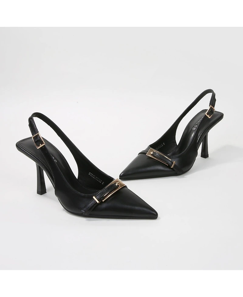 Berness Women's Coraline Slingback Heels with Ornamental Buckle