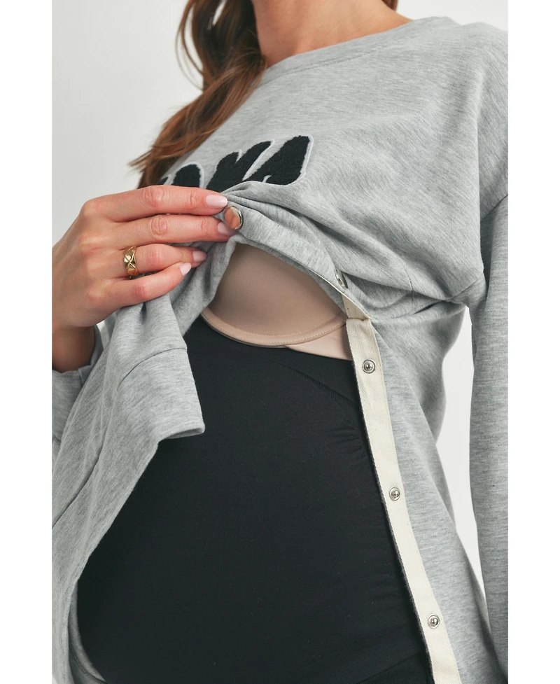 Hello Miz Maternity Graphic Mama Crew Neck Nursing Sweatshirt