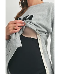 Hello Miz Maternity Graphic Mama Crew Neck Nursing Sweatshirt