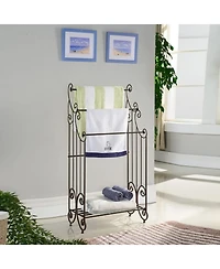 Kings Brand Furniture Pewter Metal Towel Racks for Bathroom with Shelf - 3 Long, Sturdy, Versatile & Modern Towel Rack with Storage Shelf