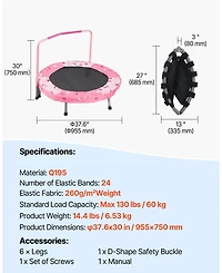 Mecale Kids Trampoline, 36", Foldable Indoor/Outdoor Mini Rebounder w/ Handle, for Ages 3+