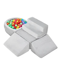 Mecale Foam Climbing Blocks, 5-Piece Set w/ Ball Pit (Balls Not Included), Indoor Climb & Crawl Playset, 6M-3Y