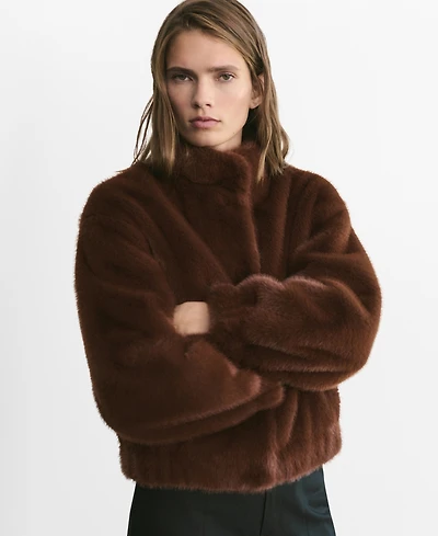 Mango Women's Pockets Faux-Fur Jacket