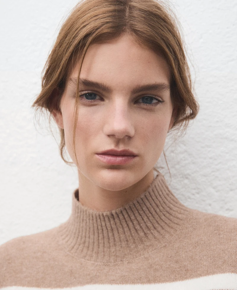 Mango Women's Oversized Striped Turtleneck Sweater