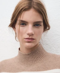 Mango Women's Oversized Striped Turtleneck Sweater