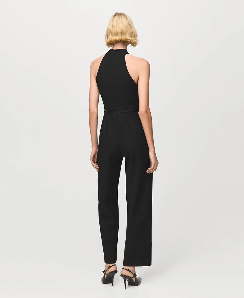 Mango Women's Belt Halter-Neck Jumpsuit