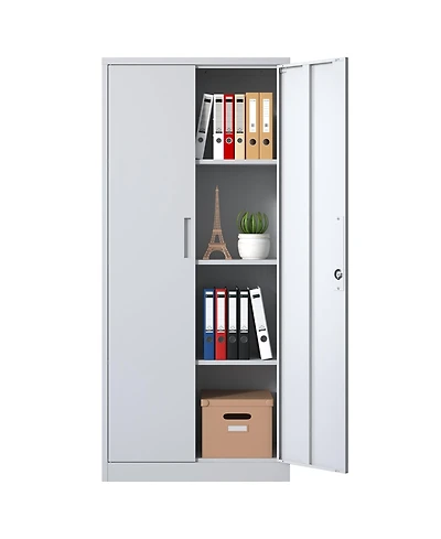 Boyel Living 71" Metal Storage Cabinet – Lockable doors, 4 shelves, ideal for garage, office, classroom, or pantry organization.