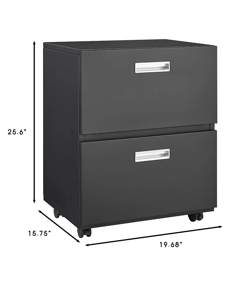 Office Furniture Copier Cabinet Black 2 Drawer Steel Copier Stand Mobile Pedestal File Cabinet