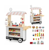 Hongge Kids Pretend Food Cart with Accessories and Storage