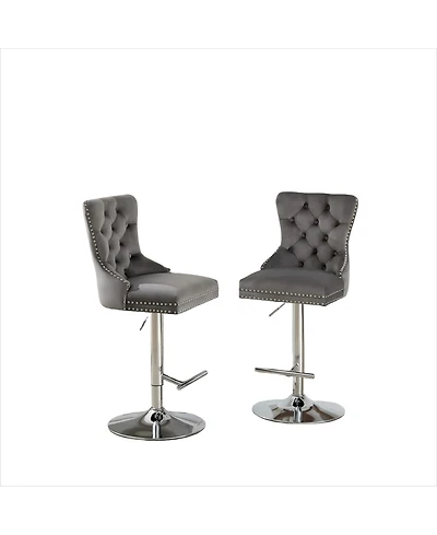 Boyel Living Set of 2 Pu Swivel Bar Stools Adjustable Seat Height for Dining Pub