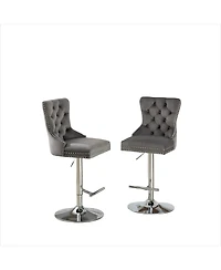 Boyel Living Set of 2 Pu Swivel Bar Stools Adjustable Seat Height for Dining Pub