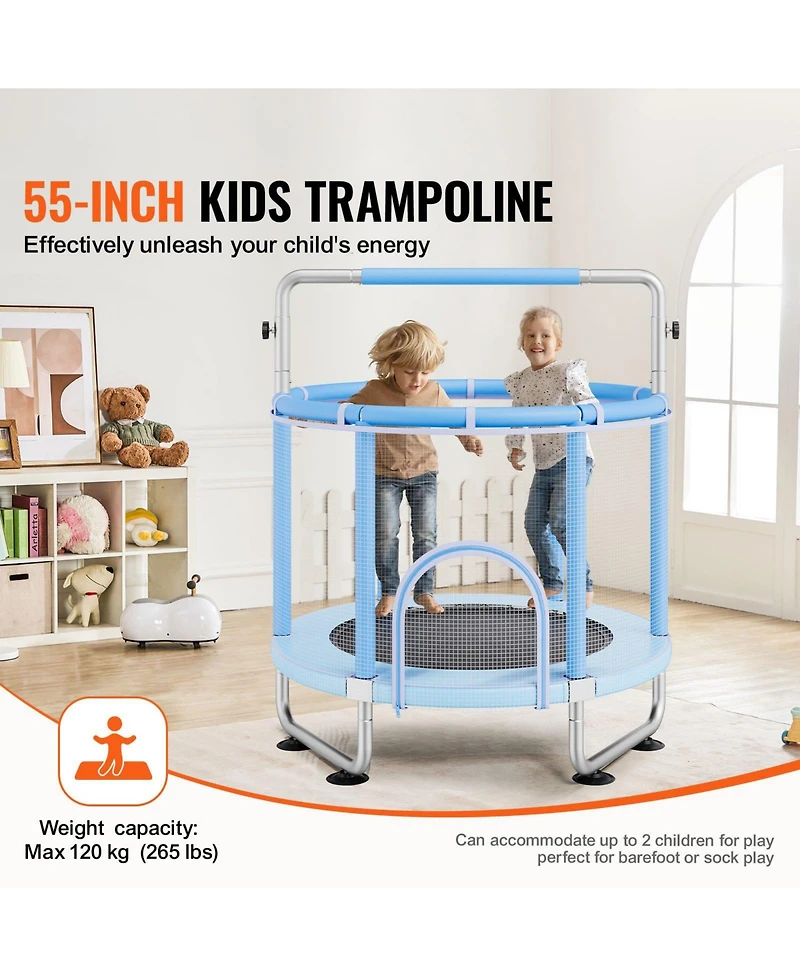 Mecale Kids Trampoline, 55" (4.6 ft), Enclosure Net & Basketball Hoop, Indoor/Outdoor, Ages 3