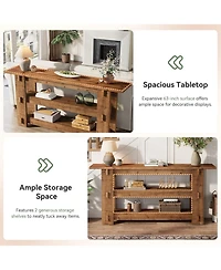 Tribesigns 63-Inch Solid Wood Console Table, Farmhouse Sofa Table Behind Couch with Storage Shelves, Entryway Furniture