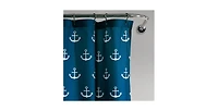 Slickblue Navy White Anchor Pattern Polyester Shower Curtain, 72-Inch