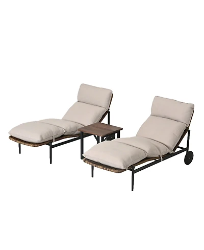 Mondawe 3 Pieces Aluminum Rattan Patio Bistro Set