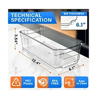 Lifemaster Multi-purpose Refrigerator Bins - 14 pieces Usable and Stackable Design Fridge Bin Organizer with Easy Grip Handles