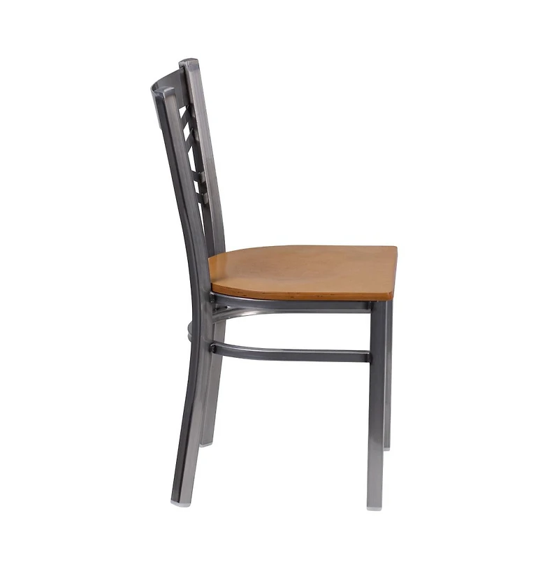 Emma+Oliver Clear Coated "X" Back Metal Restaurant Dining Chair