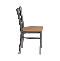 Emma+Oliver Clear Coated "X" Back Metal Restaurant Dining Chair