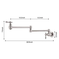 Boyel Living Faucet, Retro Single Hole Two Handles Wall Mount Kitchen Faucet