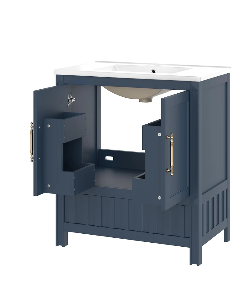 Cesicia 30 in. Bathroom Vanity with Sink, Multi-functional Bathroom Cabinet with Doors, Storage Shelves and Drawers