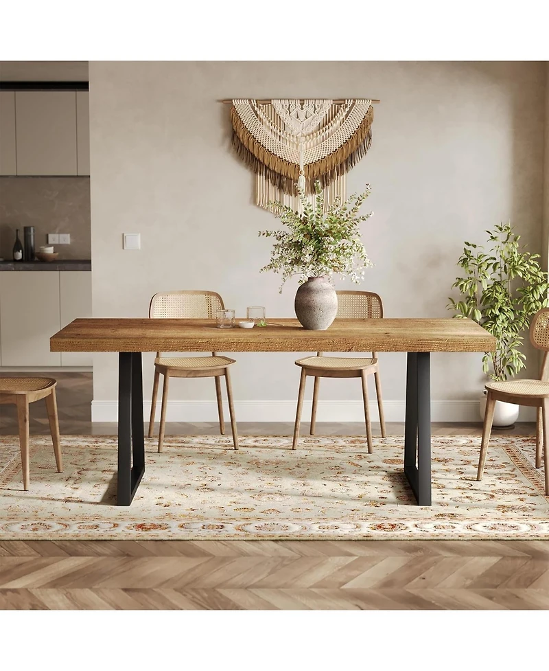 Tribesigns 63" Industrial Dining Table for 4–6 with Solid Wood & Metal Legs