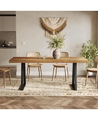Tribesigns 63" Industrial Dining Table for 4–6 with Solid Wood & Metal Legs