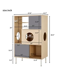 Aostirmotor Cat House with Storage, Cat Litter Box Enclosure, Hidden Storage in Natural