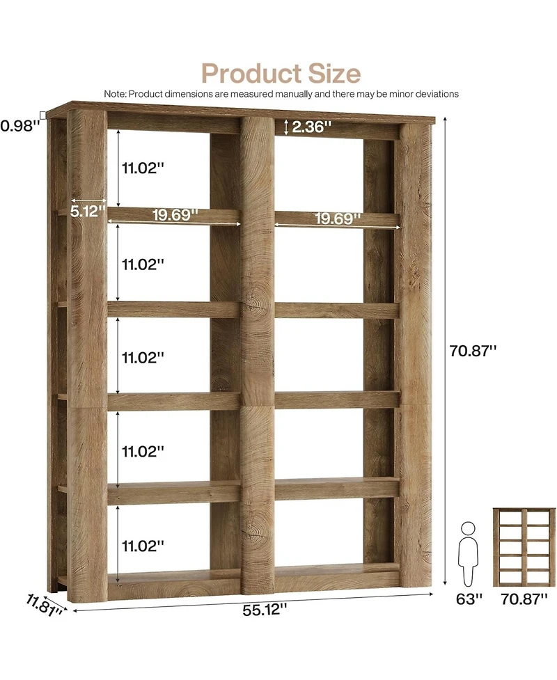 Tribesigns 6-Tier Tall Bookshelf Set of 2, 71-Inch Farmhouse Bookcase with Storage Shelves, Freestanding Large Open Shelving Unit