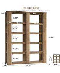 Tribesigns 6-Tier Tall Bookshelf Set of 2, 71-Inch Farmhouse Bookcase with Storage Shelves, Freestanding Large Open Shelving Unit