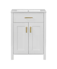 Cesicia 24 in. Bathroom Vanity Combo with Ceramic Sink, Luxurious Space-Saving Vanity with 2 Soft Close Doors