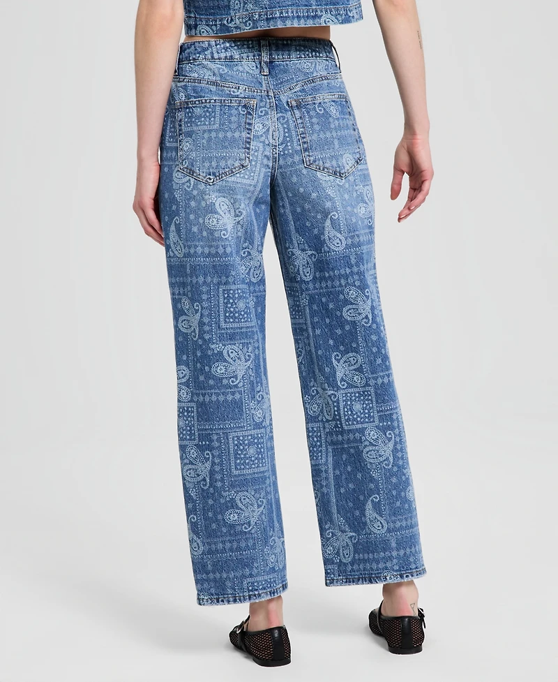 And Now This Women's High-Rise Bandana-Print Jeans, Macy's Exclusive