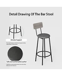 Clihome Bar Table Set with 4 Bar stools Pu Soft seat with backrest, Grey, 47.24'' L x 23.62'' W x 35.43'' H