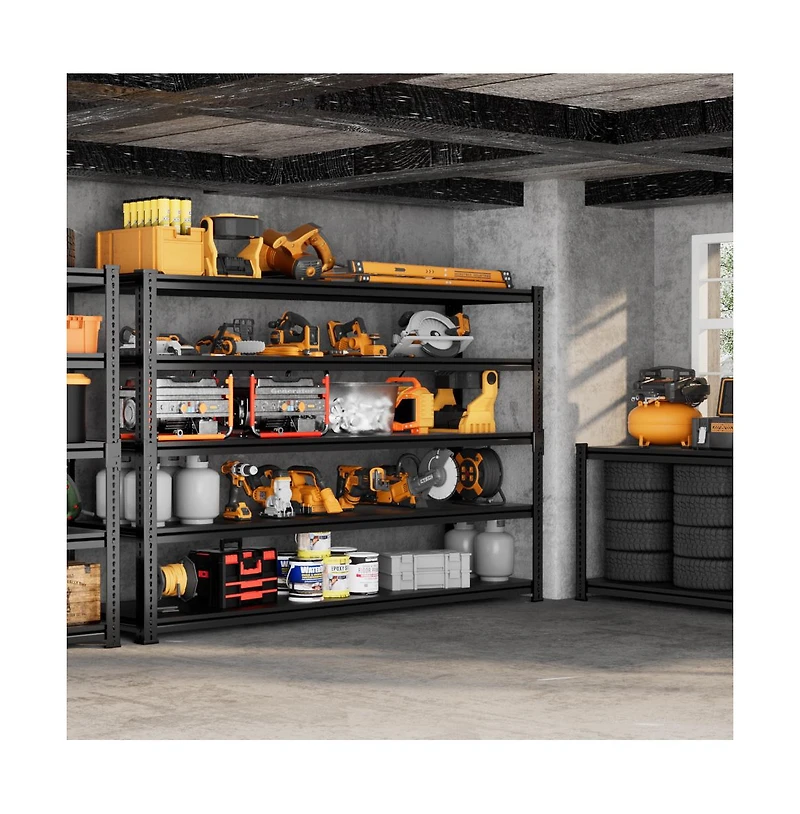 Lovmor -Tier 48 in W x 72 in H x 18 in D Adjustable Solid Plate Heavy Duty Metal Shelving Unit