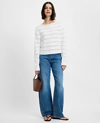 French Connection Women's Mozart Crochet Striped Boat Neck Sweater