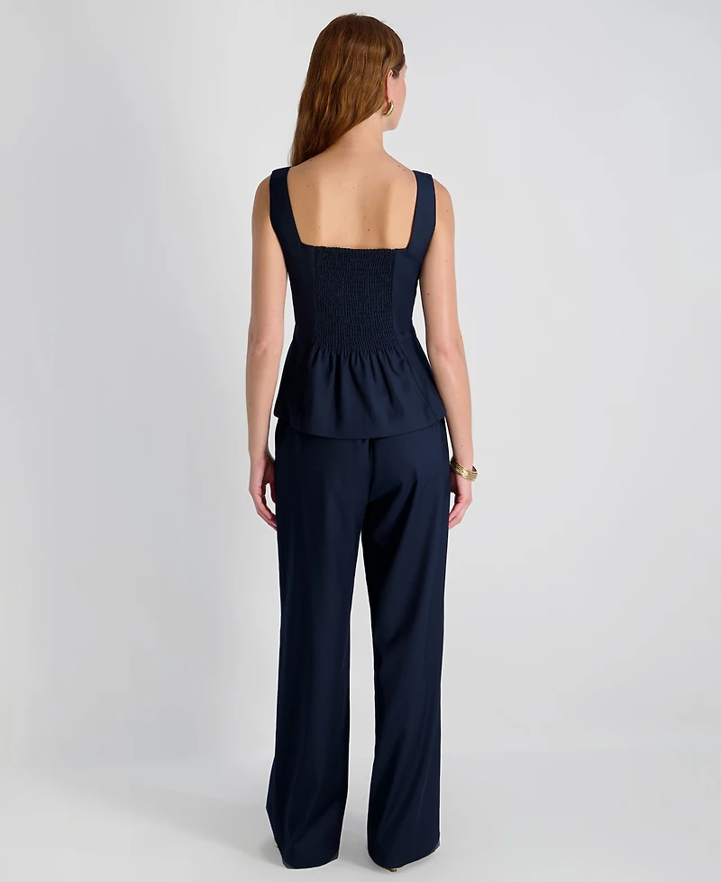 French Connection Women's Twill Square Neck Button-Down Top