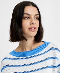 French Connection Women's Teddy Knit Open Stripe Boat Neck Sweater