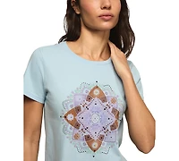 Lucky Brand Women's Embellished Lotus Motif Crewneck Top