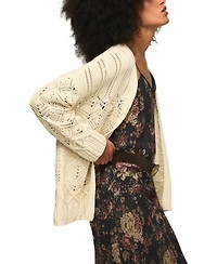 Lucky Brand Women's Mixed Stitch Open Front Cardigan Sweater