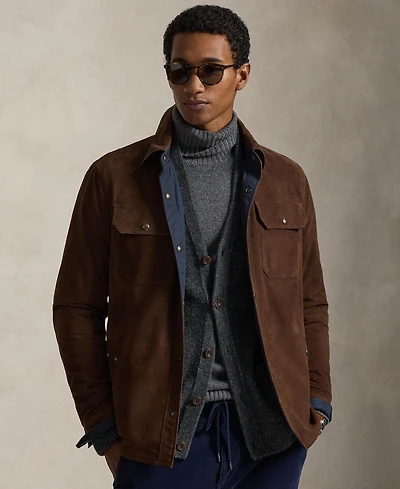 Polo Ralph Lauren Men's Reversible Suede-Taffeta Shirt Jacket