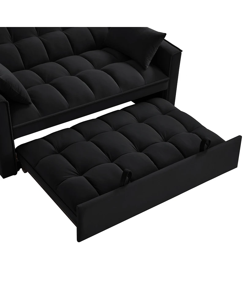 Clihome 4 in1 Loveseat Sofa Bed with Armrests & Storage Pockets, Multi-Function Tufted Pull-out Adjustable