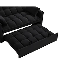 Clihome 4 in1 Loveseat Sofa Bed with Armrests & Storage Pockets, Multi-Function Tufted Pull-out Adjustable
