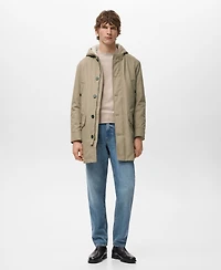 Mango Men's Water-Repellent Hood Quilted Parka